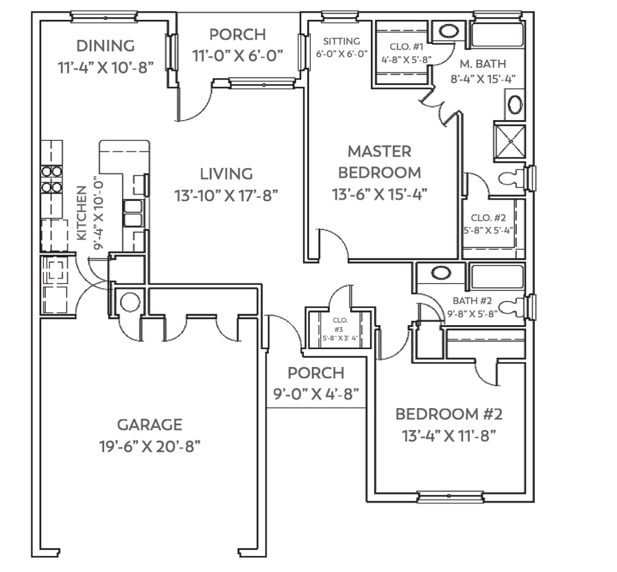Two Bedroom / 2 Bath (1503 sq ft)