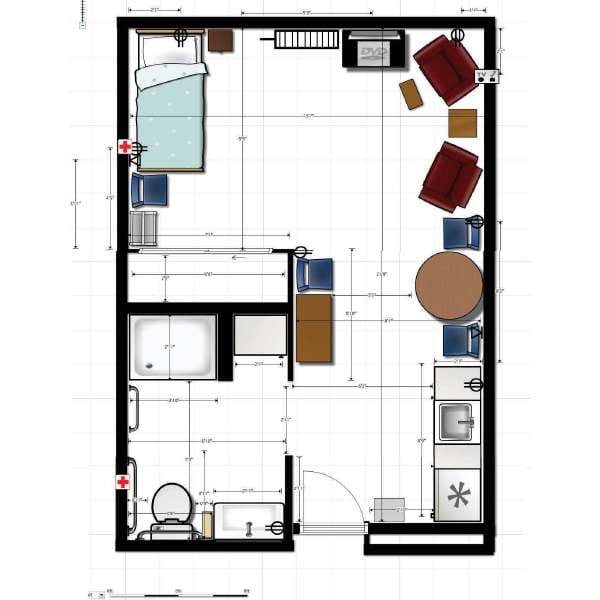 Studio Space Assisted Living Floorplan