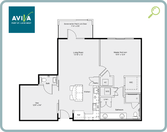 Unit C - 1 Bedroom + 1.5 Bath + Den