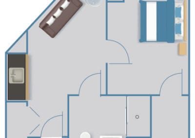 Assisted Living One Bedroom A 432 SF