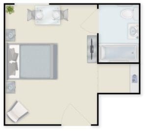 Deluxe Studio Floor Plan