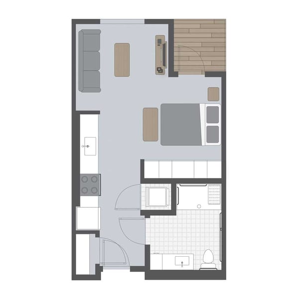 Architectural floor plan of a living unit
