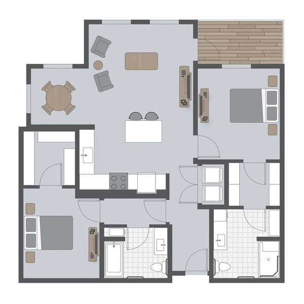 Architectural floor plan of a resident unit