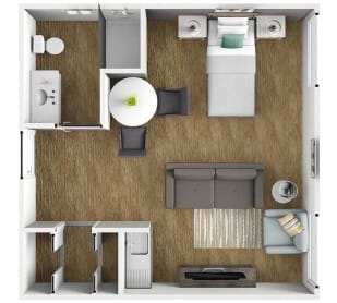 Del Ray Suite - One Bath - 335 Sq. Ft.