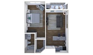 One Bedroom Deluxe Floor Plan