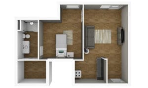 One Bedroom Suite B Floor Plan