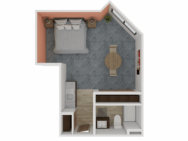 Floor plan of a private resident room