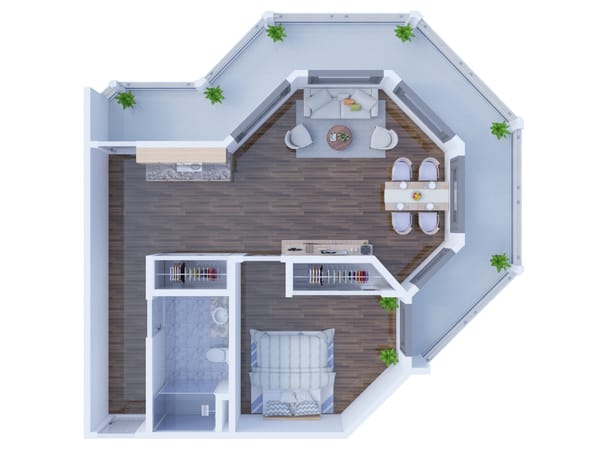 Architectural floor plan of a resident suite