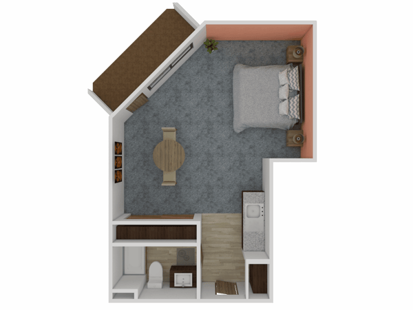 Floor plan of a private resident room