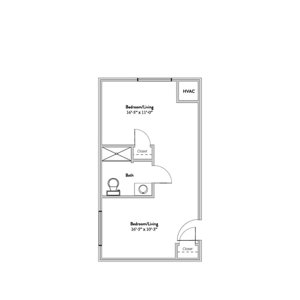 Architectural floor plan of a resident unit