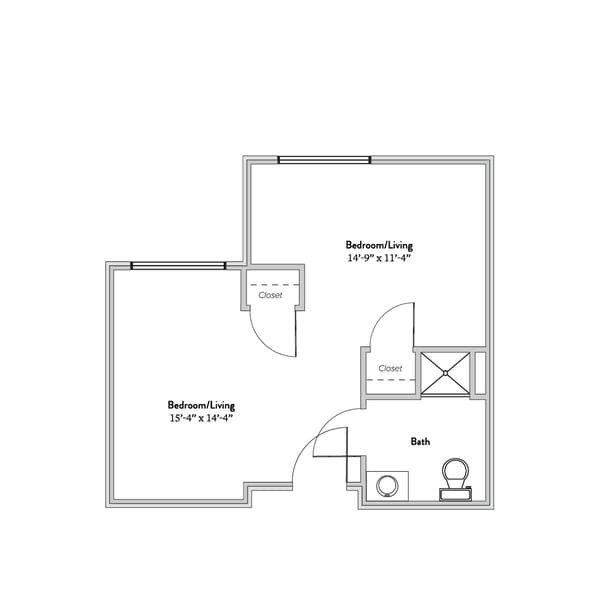 Architectural floor plan of a resident unit
