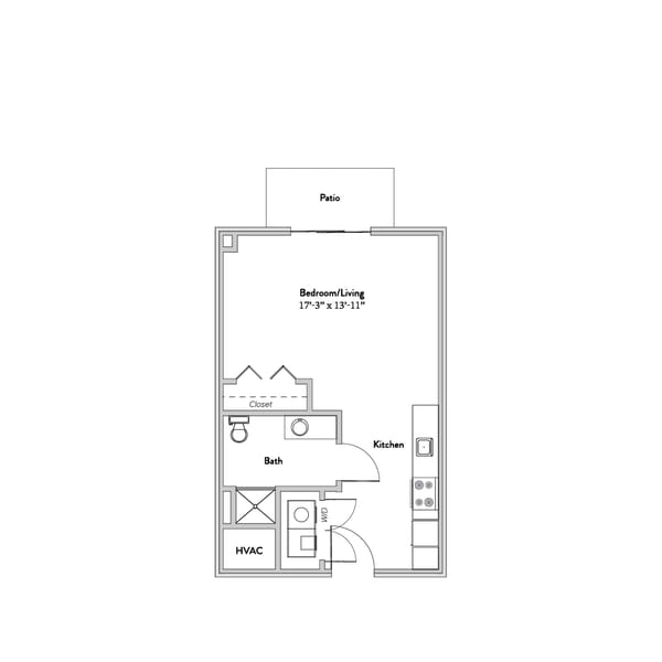 Architectural floor plan of a resident unit