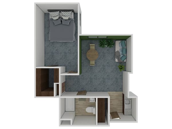 Architectural floor plan of a resident unit