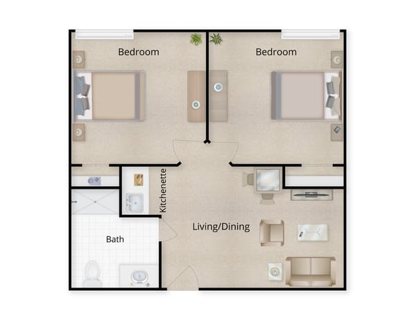 2 Bedroom Floor Plan