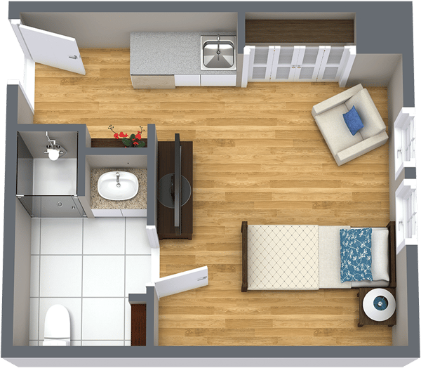 Studio | One Bath Floor Plan