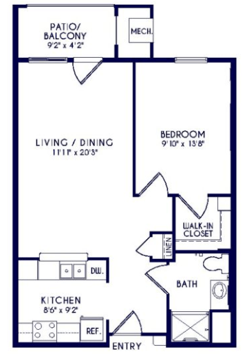 Grandhaven Manor II one bedroom floor plan