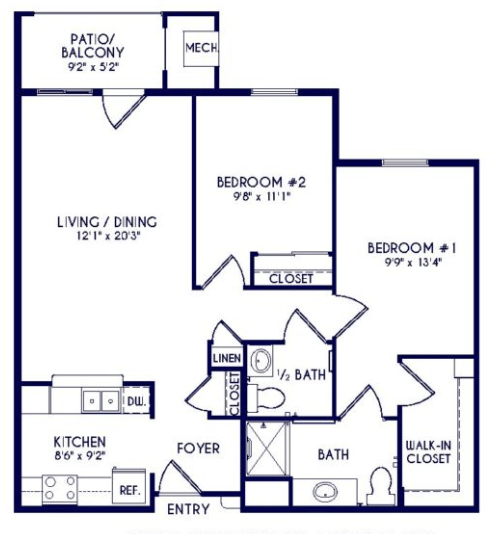 Grandhaven Manor II two bedroom floor plan