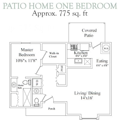 Patio Home one bedroom floorplan