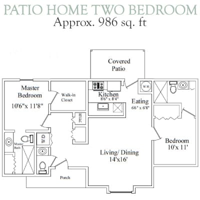 Patio Home two bedroom floorplan