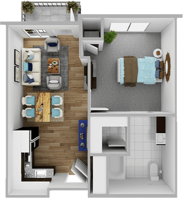 One Bedroom Floor Plan