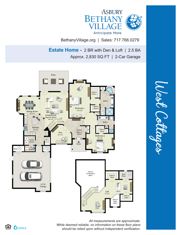 BV West Cottage Estate Home Floor Plan