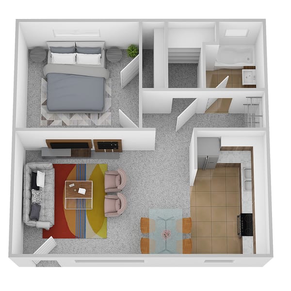 1 Bedroom, 1 Bath floor plan