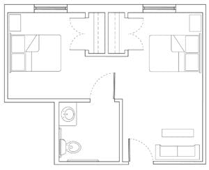 Floorplan Orland Park - Shared Suite