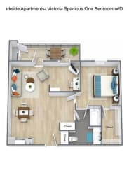 Floor Plan One Bedroom, One & a Half Bath