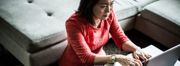 A woman using a laptop