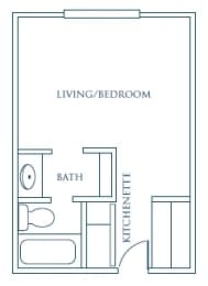 a floor plan of a living room with a bathroom and a closet