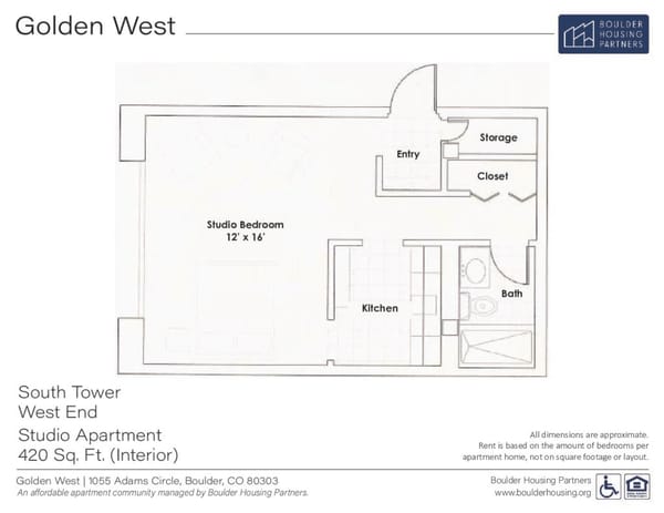 Studio Floor Plan – South Tower West End