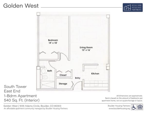 1-Bedroom Floor Plan – South Tower East End