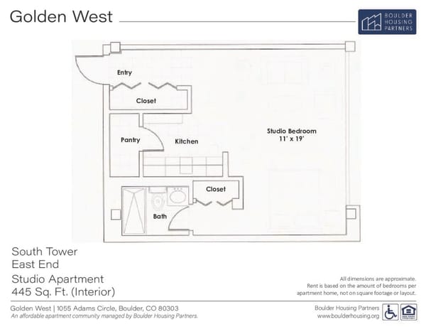 Studio Floor Plan – South Tower East End