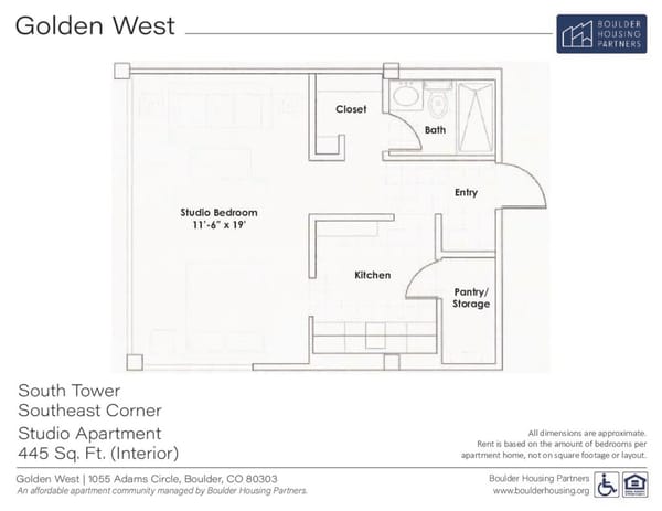 Studio Floor Plan – South Tower Southeast End