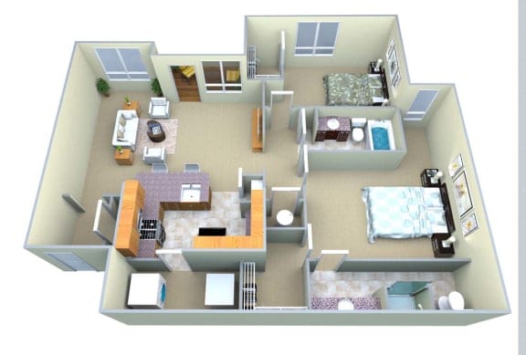 Floor Plan  B1 2 Bed/2 Bath