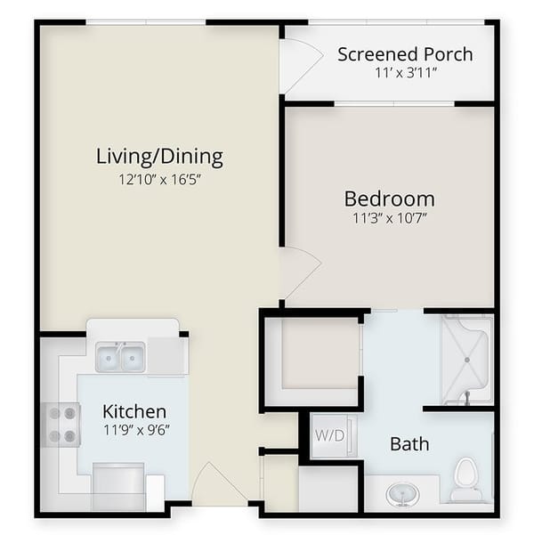 Cypress One-Bedroom Floor Plan