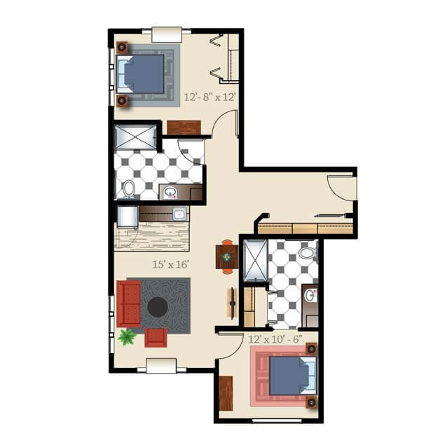 2 Bed 2 Bath - Assisted Suite
