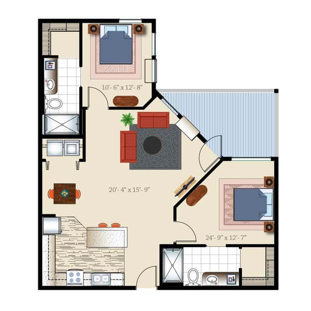2 Bed 2 Bath - Retirement Suite