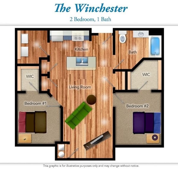 2 Bedrooms Floorplan