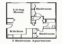 Whispering Pines 2 Bedroom Apartment Floor Plan