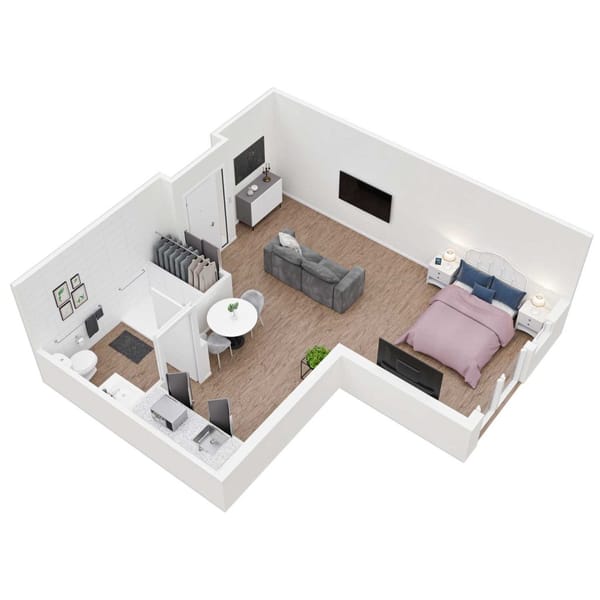 Somerset House 3D senior living apartments assisted living unit 4