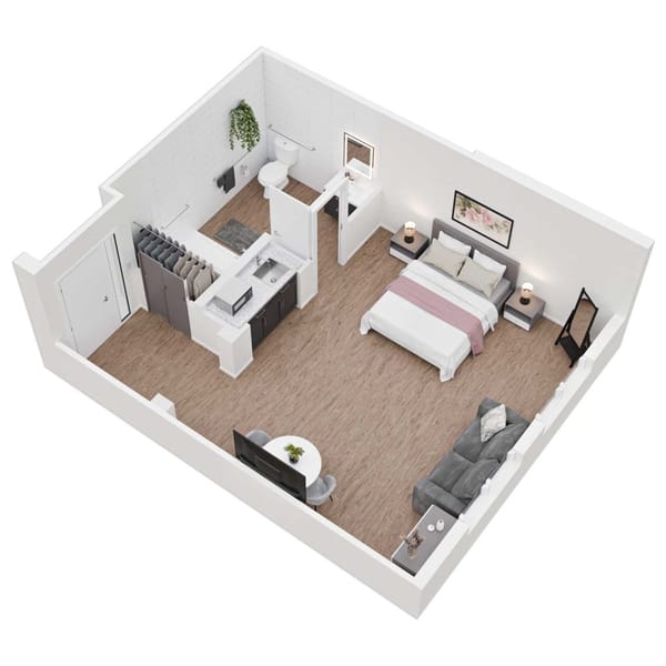 Somerset House 3D senior living apartments assisted living unit 2
