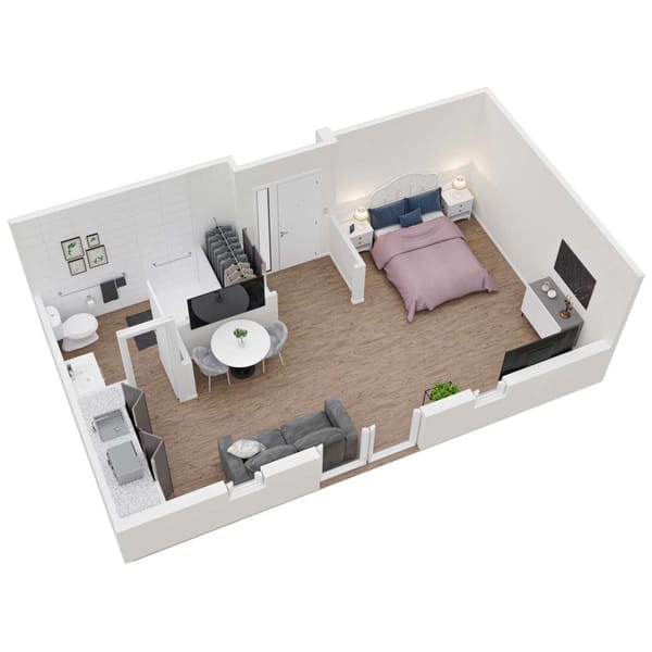 Somerset House 3D senior living apartments assisted living unit 5