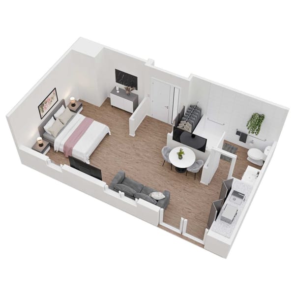 Somerset House 3D senior living apartments assisted living unit 6