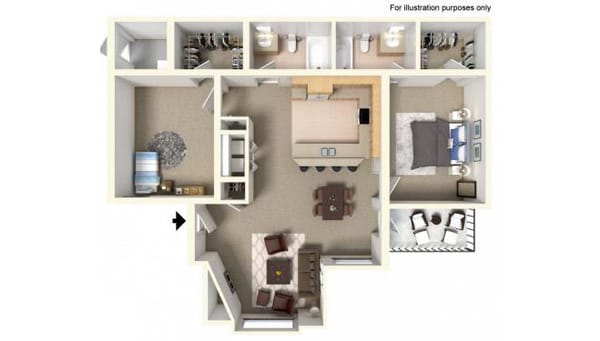 Lindsey Floor Plan - 2 bedrooms and 2 bathrooms