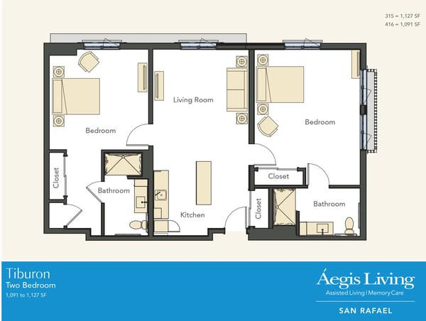 Two bedroom floor plan