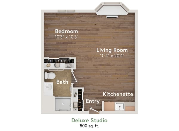 Deluxe Studio Floor Plan
