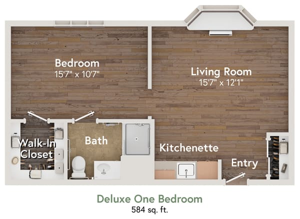 Deluxe One Bedroom Floor Plan