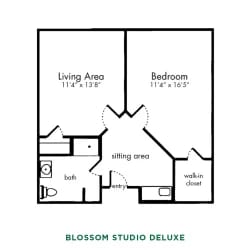 item Floor Plans and Virtual Tour Apartments_ Blossom Studio Deluxe Floor Plan
