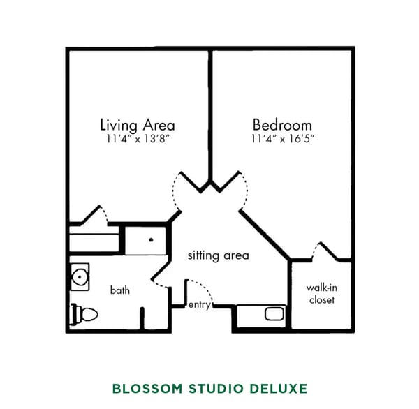 item Floor Plans and Virtual Tour Apartments_ Blossom Studio Deluxe Floor Plan